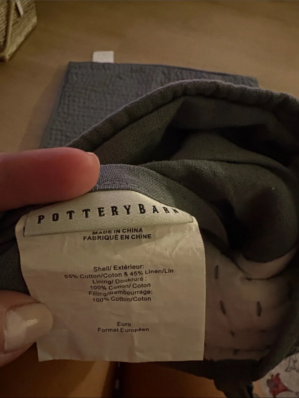 🍾 Pottery Barn Pick-Stitch Handcrafted Cotton Linen Bed shams Flagstone Gray